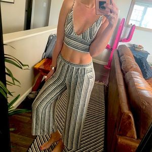 2 piece set with cropped tank and flared pants